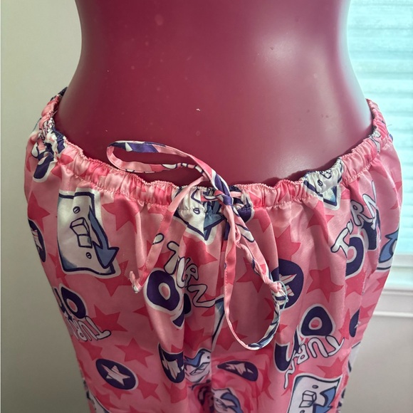 Q&A pink mutli color graphic satin pajama set vintage Y2K size small - Picture 5 of 11